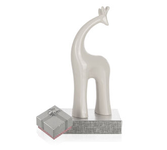 Socha designová žirafa bílá měnší