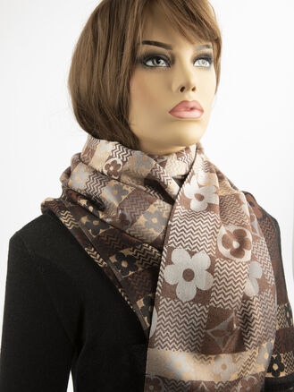 Dámská šála s květinami a ornamenty