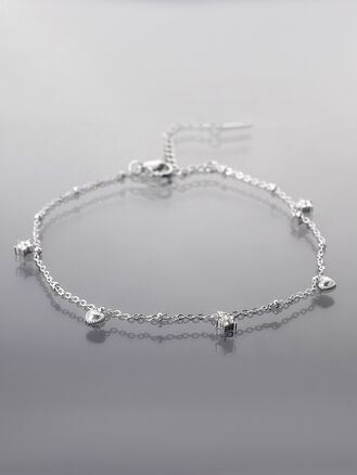 Elegantní řetízek na nohu z chirurgické oceli s hvězdami a srdíčky