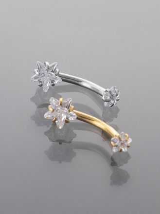 Piercing do pupíku z chirurgické oceli, zlatá a stříbrná barva kovu